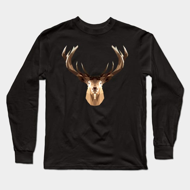 Low Polygon Elk T-Shirt Long Sleeve T-Shirt by SolarFlare